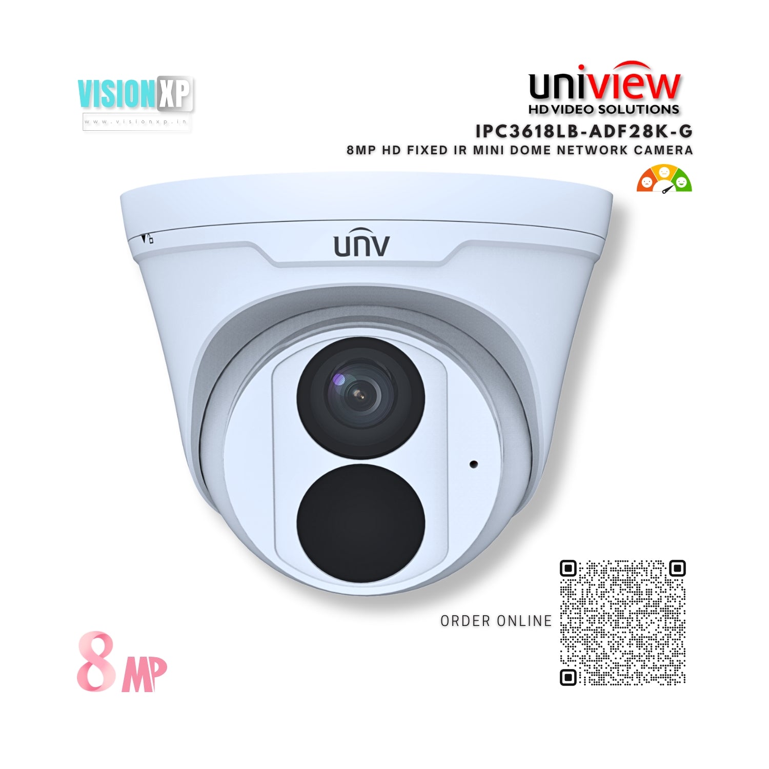 UNV Uniview IPC3618LB-ADF28K-G 8MP HD Fixed Eyeball IP Network Dome Camera UNV Uniview IPC3618LB-ADF28K-G 8MP HD Fixed Eyeball IP Network Dome Camera